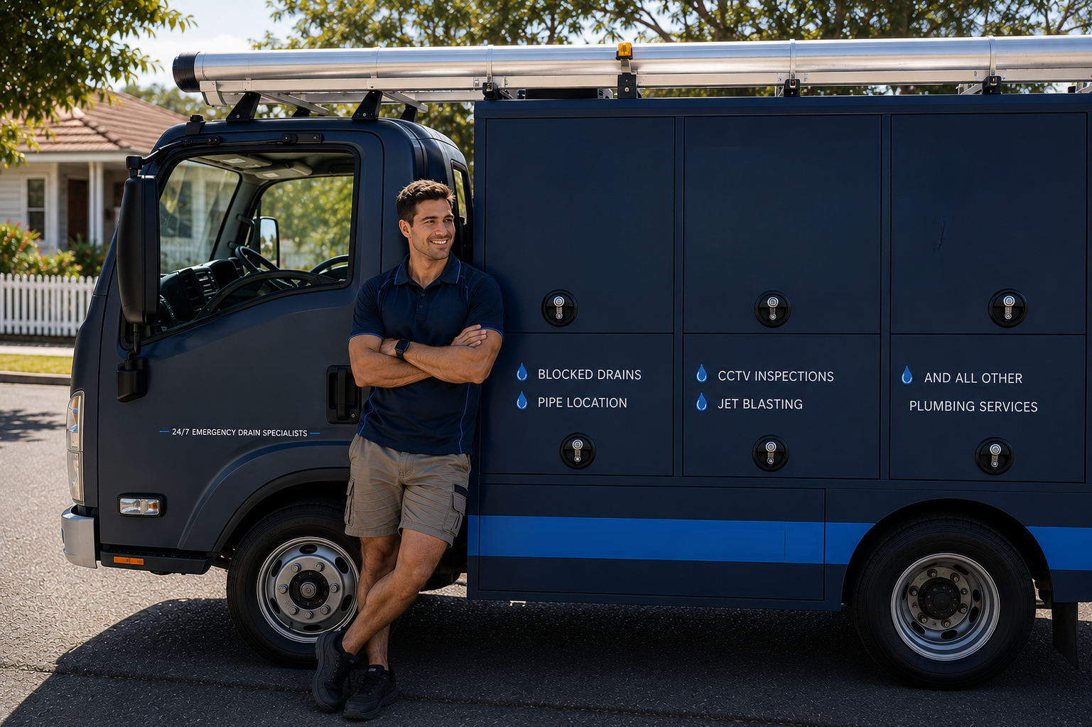 Plumber with Ashfield Blocked Drains van