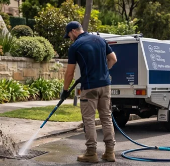 Cutting tree roots out of a Ashfield drain